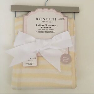 Baby Blanket Yellow Stripes Bonbini Rayon Cotton Knit | Stepping Stones NEW